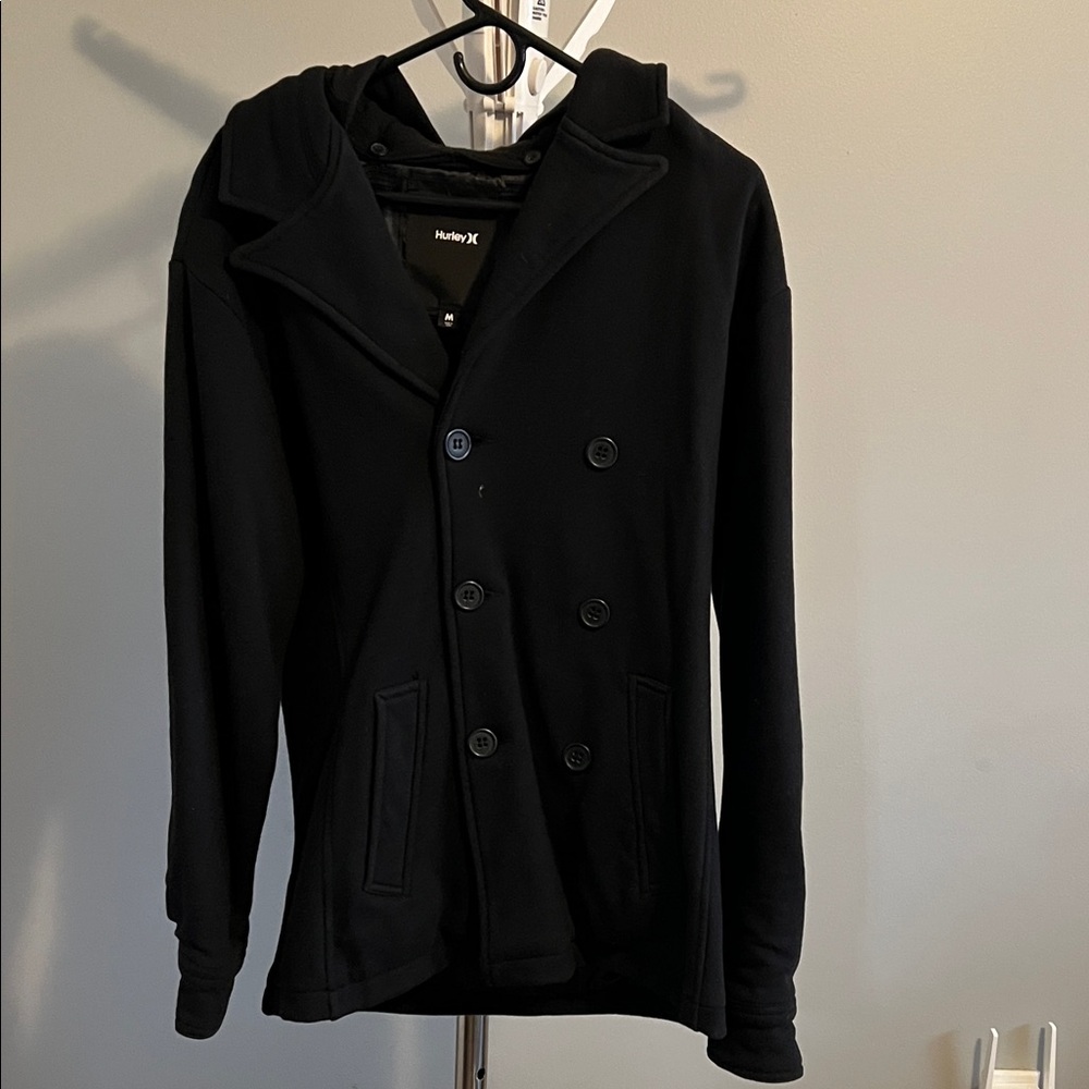 Hurley Men's Classic Black Pea Coat